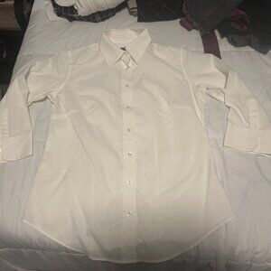 Kirkland  Signature Women’s White Button Down Long-Sleeve Dress Shirt